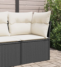 Garten-Ecksofa mit Kissen Schwarz Poly Rattan