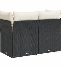 Gartensofa mit Kissen 2-Sitzer Schwarz Poly Rattan