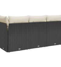 Gartensofa mit Kissen 3-Sitzer Schwarz Poly Rattan