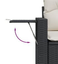 Gartensofa mit Kissen 2-Sitzer Schwarz Poly Rattan