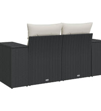 Gartensofa mit Kissen 2-Sitzer Schwarz Poly Rattan