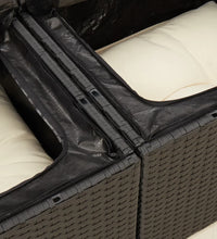 Gartensofa mit Kissen 2-Sitzer Schwarz Poly Rattan