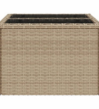 Gartentisch mit Glasplatte Beige 55x55x37 cm Poly Rattan