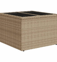 Gartentisch mit Glasplatte Beige 55x55x37 cm Poly Rattan