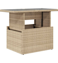 Gartentisch mit Glasplatte Beige 100x55x73 cm Poly Rattan