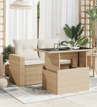 Gartentisch mit Glasplatte Beige 100x55x73 cm Poly Rattan