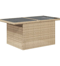 Gartentisch mit Glasplatte Beige 100x55x73 cm Poly Rattan