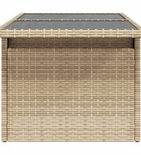 Gartentisch mit Glasplatte Beige 100x55x73 cm Poly Rattan