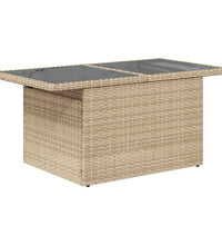 Gartentisch mit Glasplatte Beige 100x55x73 cm Poly Rattan