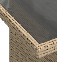 Gartentisch mit Glasplatte Beige 100x55x73 cm Poly Rattan