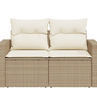 Gartensofa mit Kissen 2-Sitzer Beige Poly Rattan