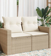 Gartensofa mit Kissen 2-Sitzer Beige Poly Rattan