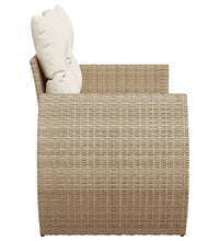 Gartensofa mit Kissen 2-Sitzer Beige Poly Rattan