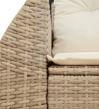 Gartensofa mit Kissen 2-Sitzer Beige Poly Rattan