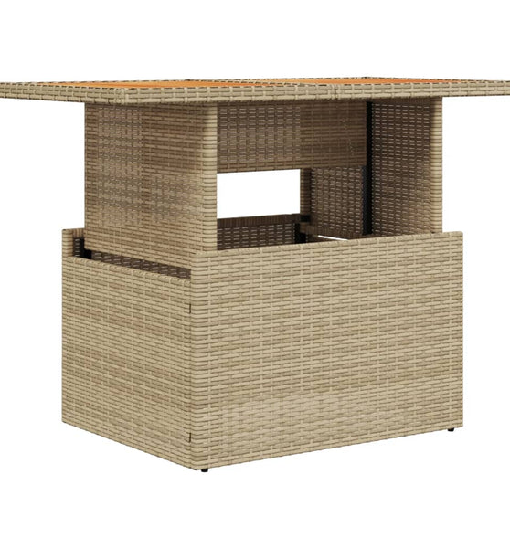 Gartentisch Beige 100x55x73 cm Poly Rattan und Akazienholz