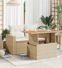 Gartentisch Beige 100x55x73 cm Poly Rattan und Akazienholz