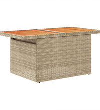 Gartentisch Beige 100x55x73 cm Poly Rattan und Akazienholz