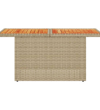 Gartentisch Beige 100x55x73 cm Poly Rattan und Akazienholz