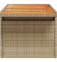 Gartentisch Beige 100x55x73 cm Poly Rattan und Akazienholz