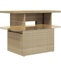 Gartentisch Beige 100x55x73 cm Poly Rattan und Akazienholz