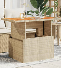 Gartentisch Beige 100x55x73 cm Poly Rattan und Akazienholz