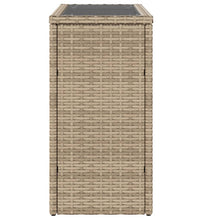 Garten-Beistelltisch Glasplatte Beige 58x27,5x55 cm Poly Rattan