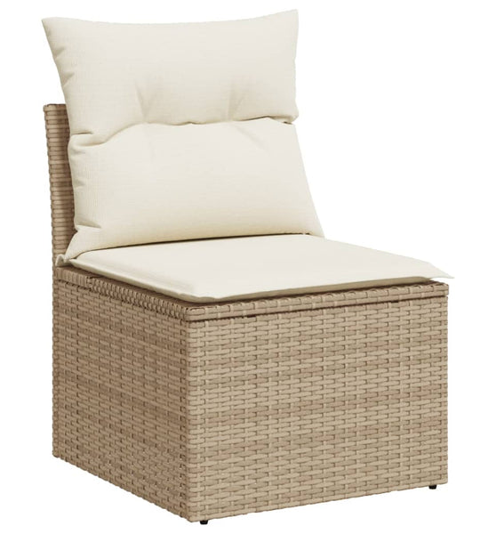 Gartensessel ohne Armlehnen mit Kissen Beige Poly Rattan