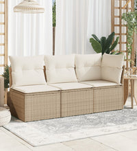 Gartensessel ohne Armlehnen mit Kissen Beige Poly Rattan