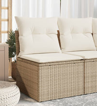 Gartensessel ohne Armlehnen mit Kissen Beige Poly Rattan