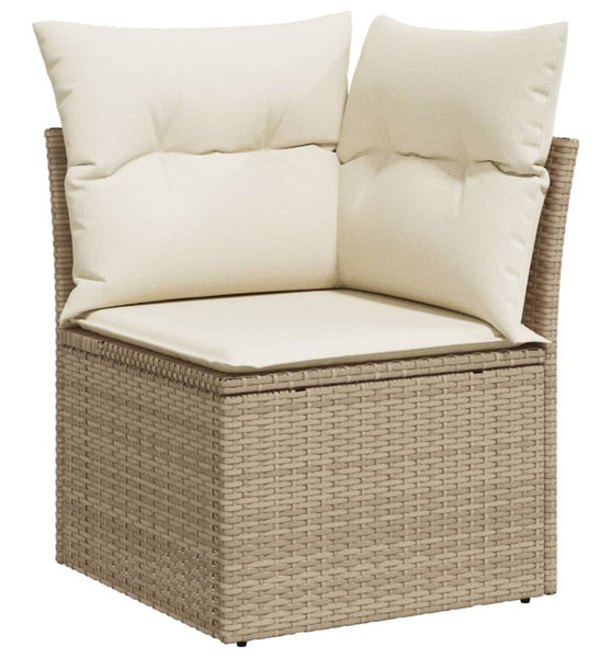 Garten-Ecksofa mit Kissen Beige Poly Rattan