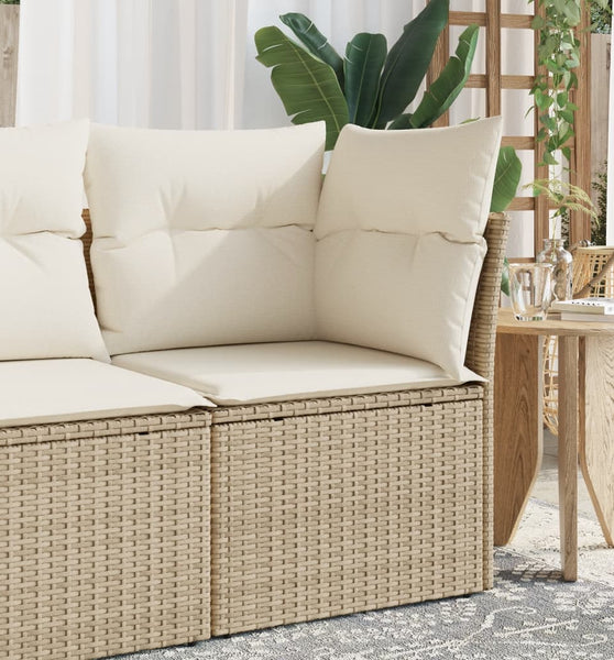 Garten-Ecksofa mit Kissen Beige Poly Rattan