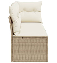 Gartensofa mit Kissen 3-Sitzer Beige Poly Rattan