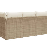 Gartensofa mit Kissen 3-Sitzer Beige Poly Rattan