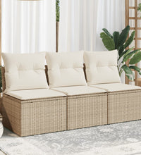 Gartensofa mit Kissen 3-Sitzer Beige Poly Rattan