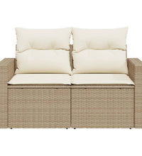 Gartensofa mit Kissen 2-Sitzer Beige Poly Rattan