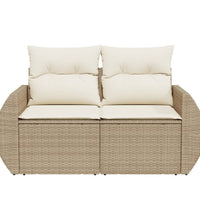 Gartensofa mit Kissen 2-Sitzer Beige Poly Rattan