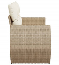 Gartensofa mit Kissen 2-Sitzer Beige Poly Rattan