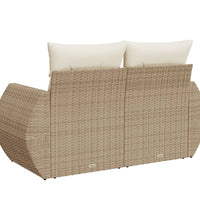 Gartensofa mit Kissen 2-Sitzer Beige Poly Rattan