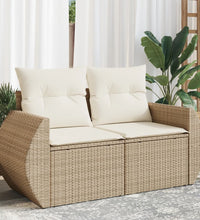 Gartensofa mit Kissen 2-Sitzer Beige Poly Rattan