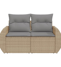 Gartensofa mit Kissen 2-Sitzer Beige Poly Rattan