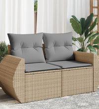 Gartensofa mit Kissen 2-Sitzer Beige Poly Rattan