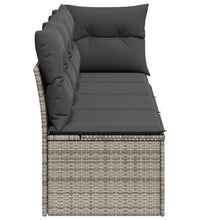 Gartensofa mit Kissen 4-Sitzer Grau Poly Rattan