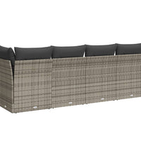 Gartensofa mit Kissen 4-Sitzer Grau Poly Rattan