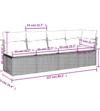 Gartensofa mit Kissen 4-Sitzer Grau Poly Rattan