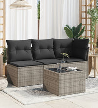 Gartentisch mit Glasplatte Grau 55x55x37 cm Poly Rattan