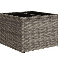 Gartentisch mit Glasplatte Grau 55x55x37 cm Poly Rattan