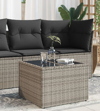 Gartentisch mit Glasplatte Grau 55x55x37 cm Poly Rattan