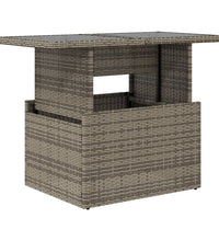 Gartentisch mit Glasplatte Grau 100x55x73 cm Poly Rattan