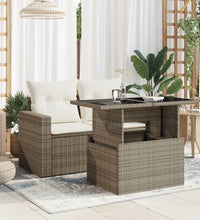 Gartentisch mit Glasplatte Grau 100x55x73 cm Poly Rattan