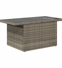 Gartentisch mit Glasplatte Grau 100x55x73 cm Poly Rattan